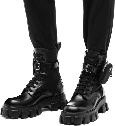 prada mens ankle boots site au|Prada combat boots with pouch.